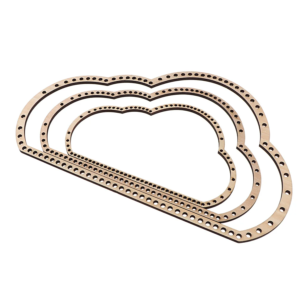 3 pieces Children Kids Wood Cloud Shape Weaving Knitting Loom Tool for DIY Tapestry Wall Hangings Home Ornament Craft Toys