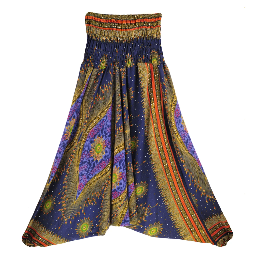 Big Peacock eye navy gold jumpsuit harem pant BPEJ001 (1)