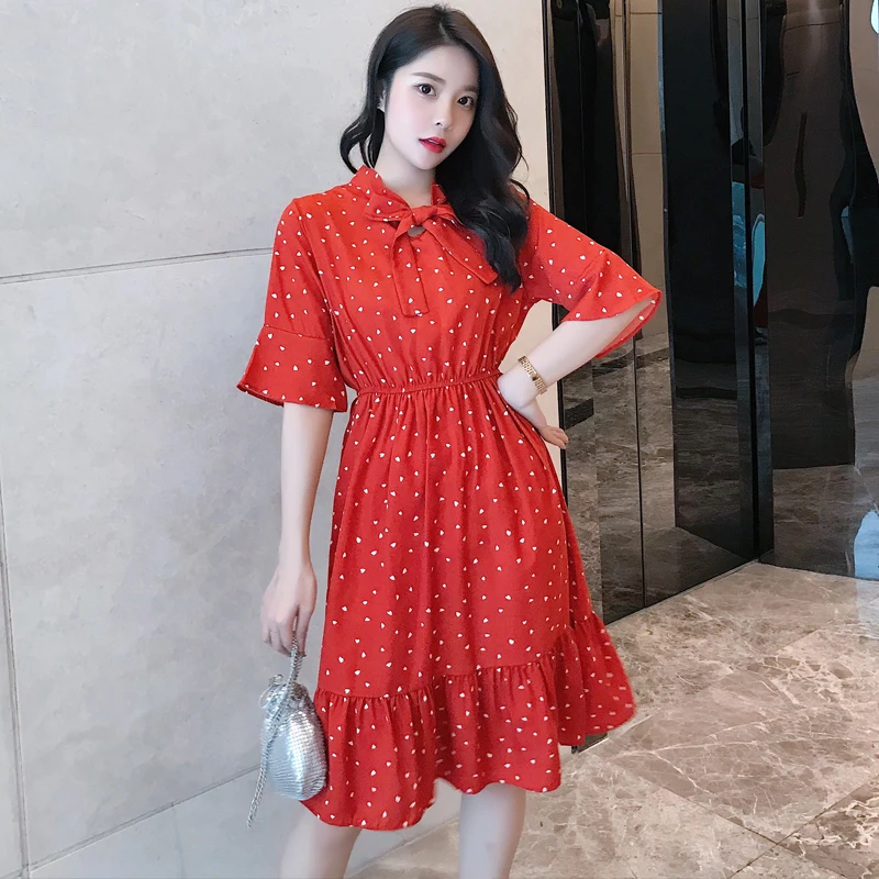 

XIBUSANA Sweet Dress 2019 New Summer Women Floral Print Long Chiffon Dress Female Short Sleeve Pleated Vestidos Korean Fashion