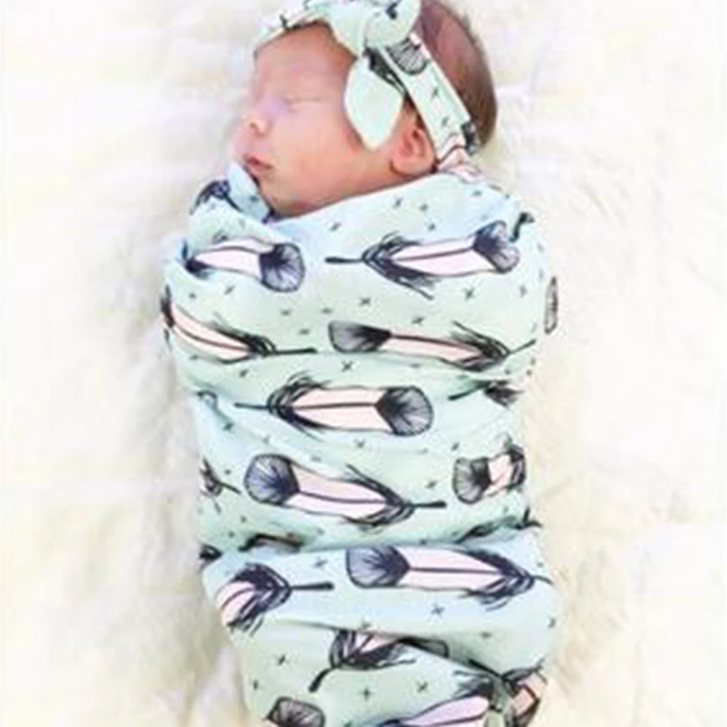 2 шт./компл. детское Пеленальное Одеяло Для Малышей Мягкая пеленка для сна муслиновая Пеленка, повязка на голову, набор хлопковых милых