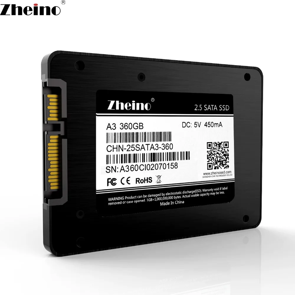 Zhieno 2,5 SSD 360GB Внутренний твердотельный жесткий диск SATAIII 2,5 дюймов ssd 6 ГБ/сек. SSD для настольного ПК ноутбука