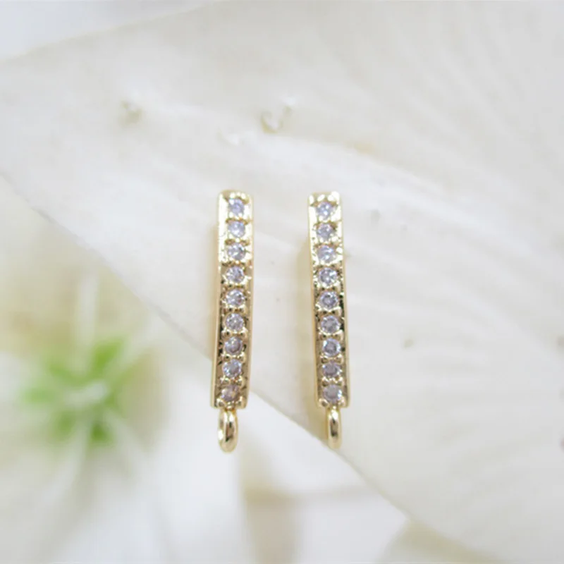 

K color Gold filled square zircon drop ring hook gold rectangle hanging Earrings Hooks for making jewelry accessories 2pairs