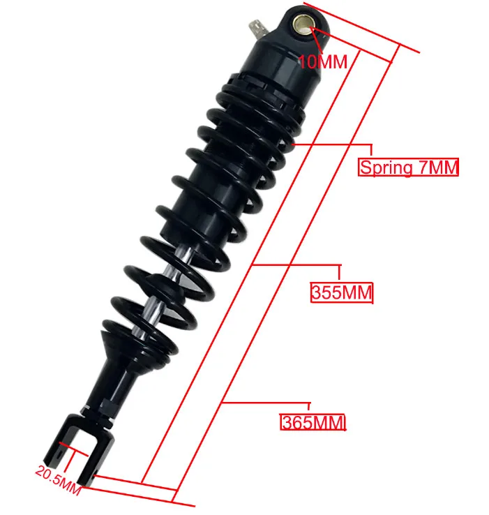Универсальный 2 шт. 355 мм мотоцикл воздушный амортизатор задняя подвеска для Yamaha мотор Скутер ATV Quad Черный