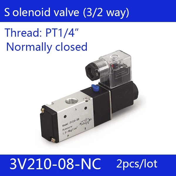 

2PCS 3V210-08-NC 3 port 2 position Solenoid Valve normally closed,have DC24v,DC12V,AC110V,AC220V