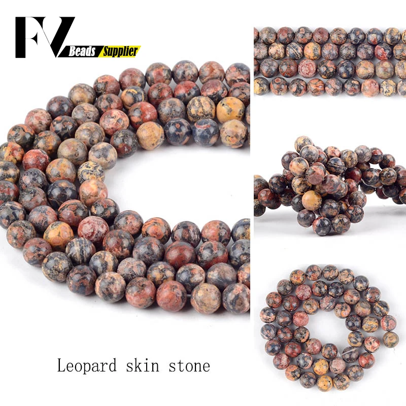 

Natural Leopard Skin Stone Round Loose Beads for Jewelry Making 4mm-12mm Gem Ball Beads diy Women Men Jewellery Accessories