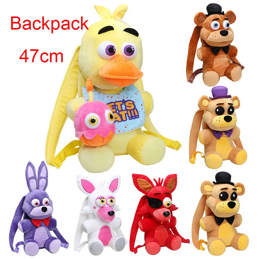

FNAF plush backpack 18.5'' 47cm Five Nights At Freddy's bag plush toy Bonnie Freddy Fazbear Mangle foxy chica student bag