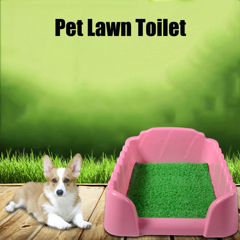 Пластиковый Туалет для собак с ограждением, коврик для травы, Тренировочный Коврик для горшка, поднос для туалета для помещений и улицы, Размер: S/M