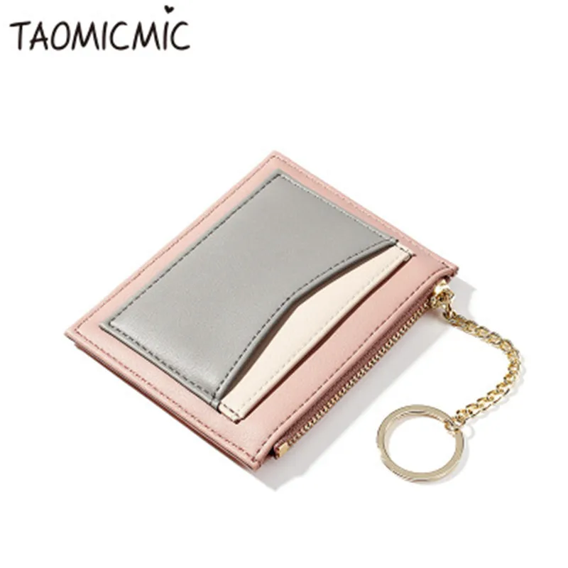 TAOMICMIC Korean Version Of The Mosaic Ladies Wallet Multi card Zipper Card Package Keychain Small Wallet Coin Purse Female