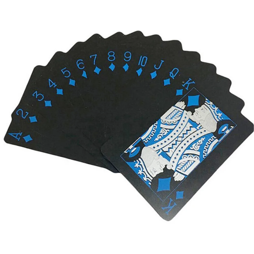 Kopen 55 stks deck poker waterdichte plastic pvc speelkaarten set pure kleur zwart poker card sets classic magic trick tool