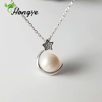 

Hongye Natural Pearls Necklace Designer Brand Silver 925 Jewelry Neck Chain Statement Women Star and Moon Pendant Necklaces