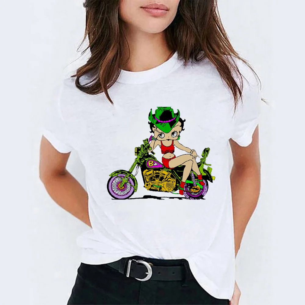 

Betty Boop t shirt women 2019 New Brand summer Top Quality Women Harajuku vogue T-shirt Cartoon print Kawaii Women's T-shirts