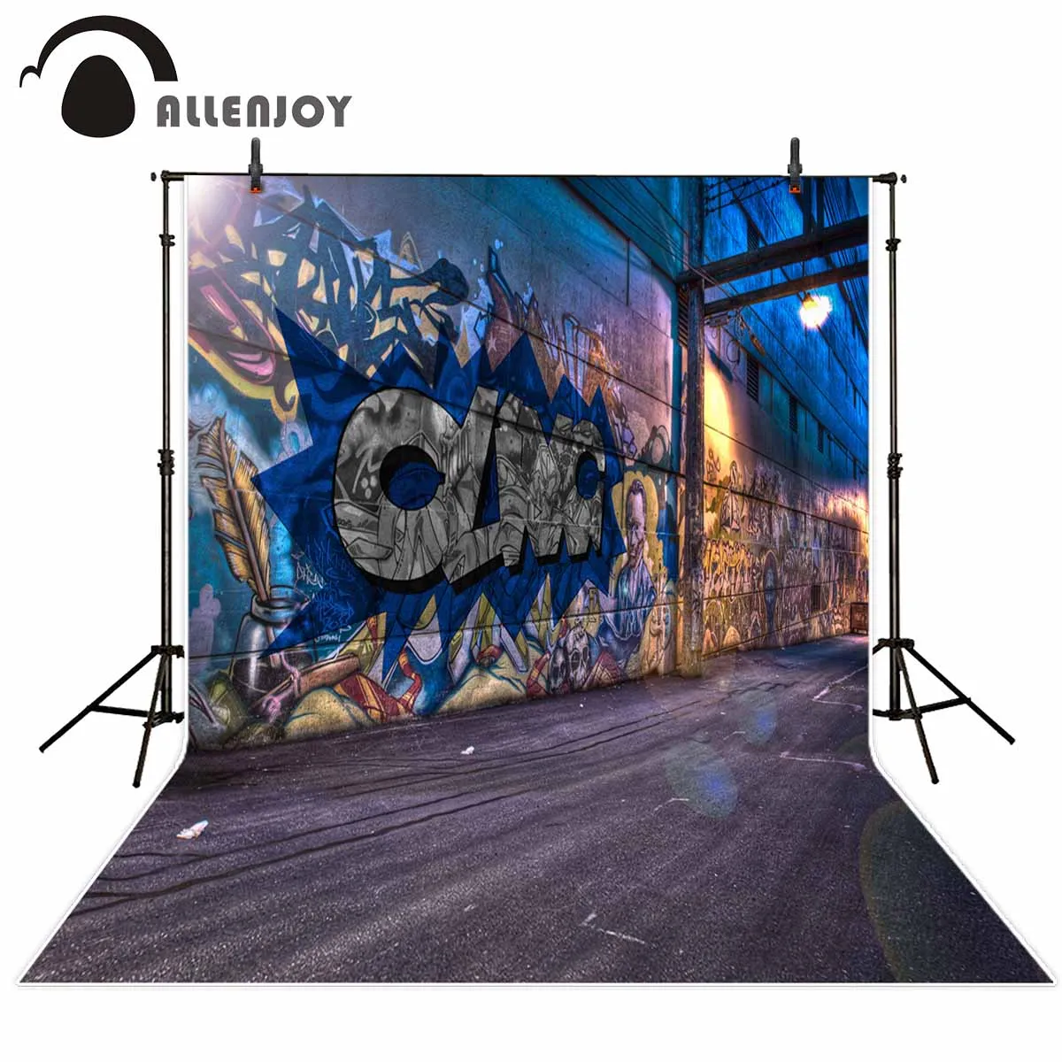 

Allenjoy photography backdrops graffiti Street broken biue night background for photographic studio Background for photo studio