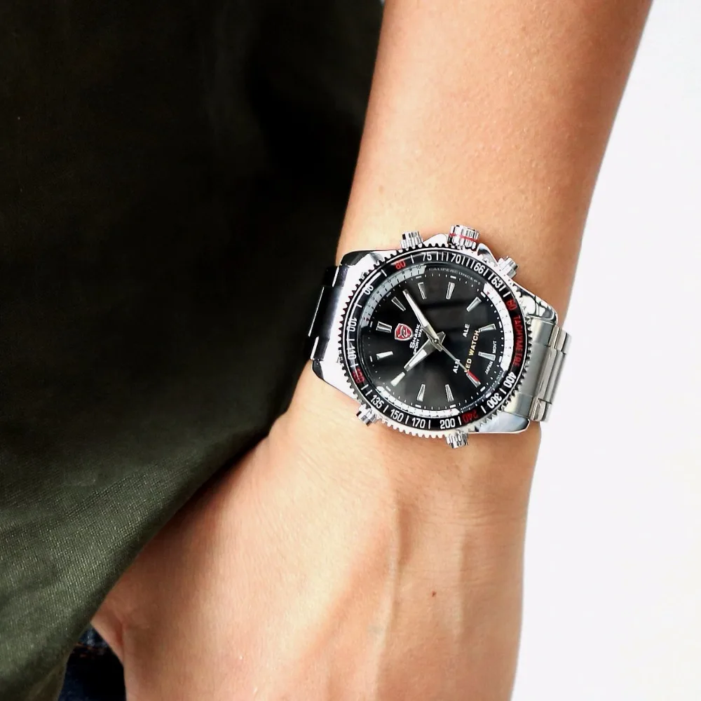 Mako SHARK Sport Watch Brand Luxury Silver Men's Army Digital LED Calendar Alarm Electronic Waterproof Steel Watches Male /SH003 Mako SHARK Sport Watch Brand Luxury Silver Men's Army Digital LED Calendar Alarm Electronic Waterproof Steel Watches Male /SH003