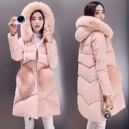 AYUNSUE женский пуховик приталенное пальто средней длины с капюшоном стильное теплое пуховое пальто с длинными рукавами однотонное Женское пальто ST491 - Цвет: Pink
