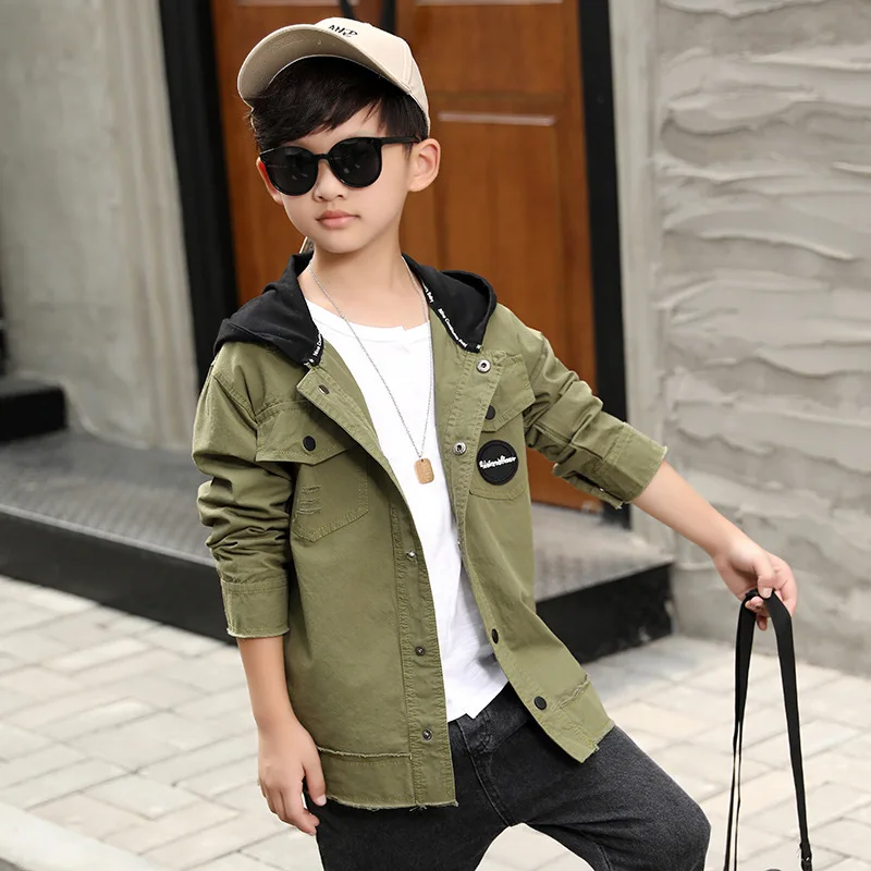 Teenager Boy Jackets 2018 New Fashion Hooded Fall Baby Boy Jacket Back