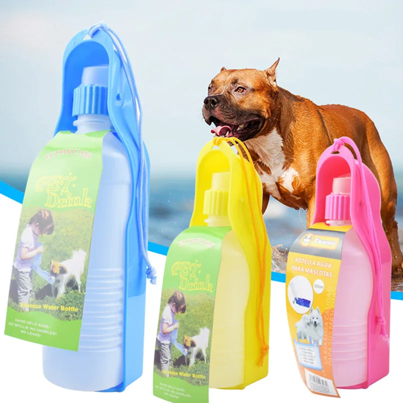500ml Travel Pet Dogs Water Bottle Drinking Fountain Automatic Slow
