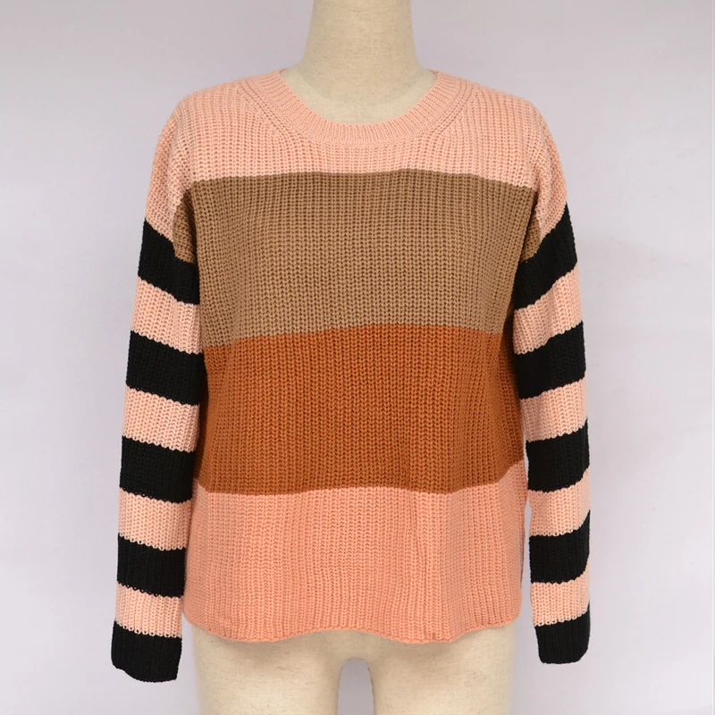 Осенне-зимние женские пуловеры s, вязанный Женский вязаный свитер, сшитый свитер, пуловер, повседневный свободный женский джемпер, pull femme