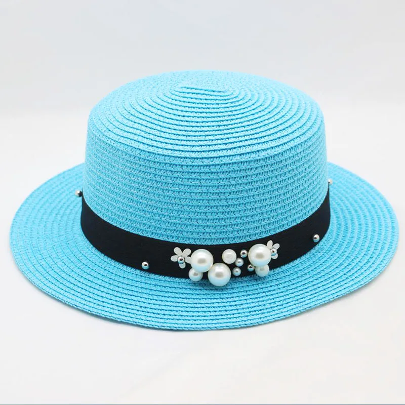 

SUOGRY Women Summer Beach Sun Cap 2018 New Brand Flat Top Straw Hat Men Sailor Hats Bone Feminino