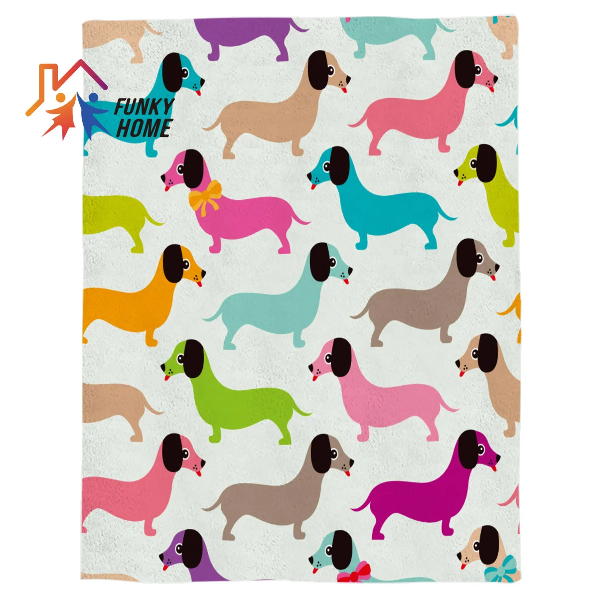 

Funkyhome Customized Throw Blanket Dachshund Catoon Dog Printed Fleece Blanket for Beds Home Textile Blankets