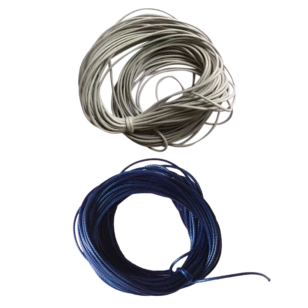 2 Piece 10 Meters Waxed Nylon String Rope for DIY Necklace Bracelet 1mm Grey Blue