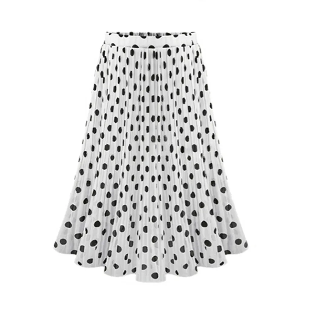 Юбка модная женская юбка в горошек плиссированная миди-юбка с высокой талией расклешенная Расклешенная юбка для отдыха D4
