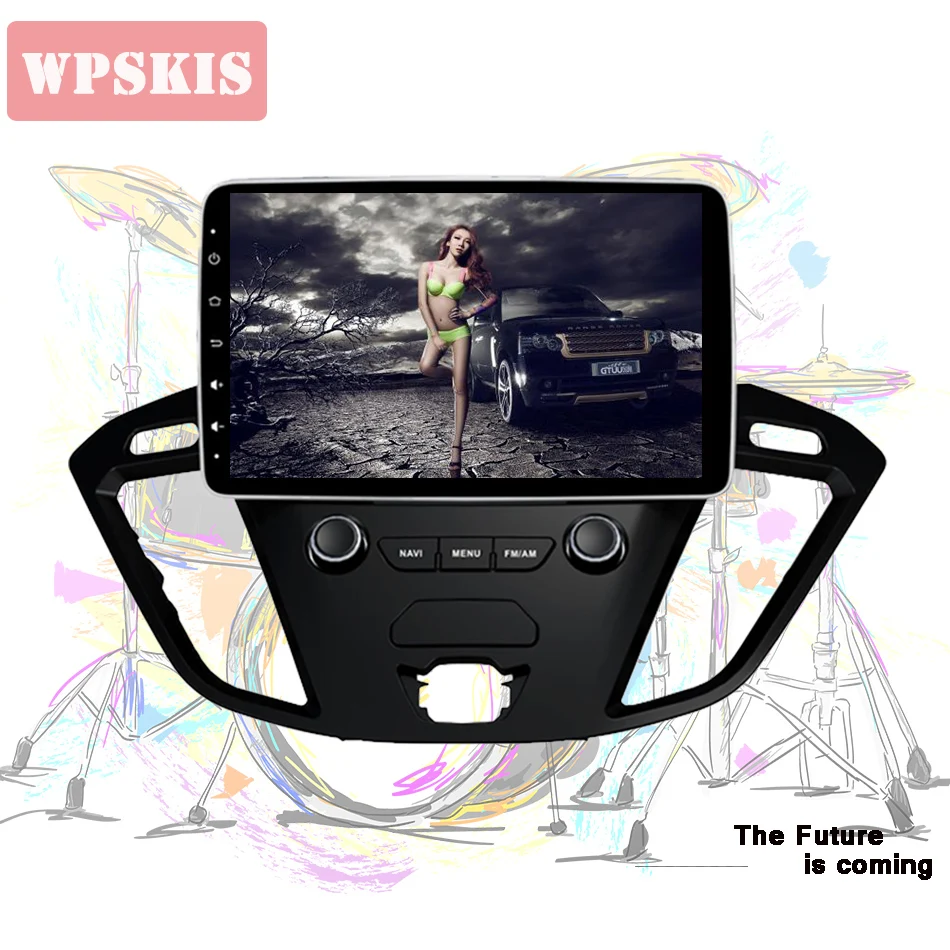 Excellent 1024*600 HD IPS in dash android 9.0 car radio dvd player For Ford Custom Transit 2013-2018 CarPlay usb dvr rds steer wheel tv bt 2