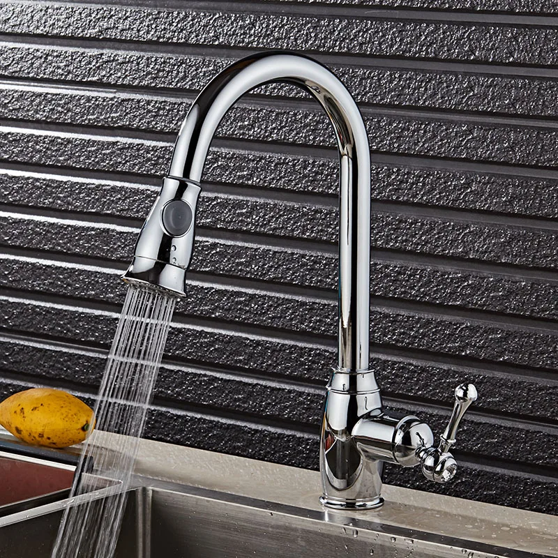 Вытяжные смесители для кухни однорычажный кухонный кран из матового никеля