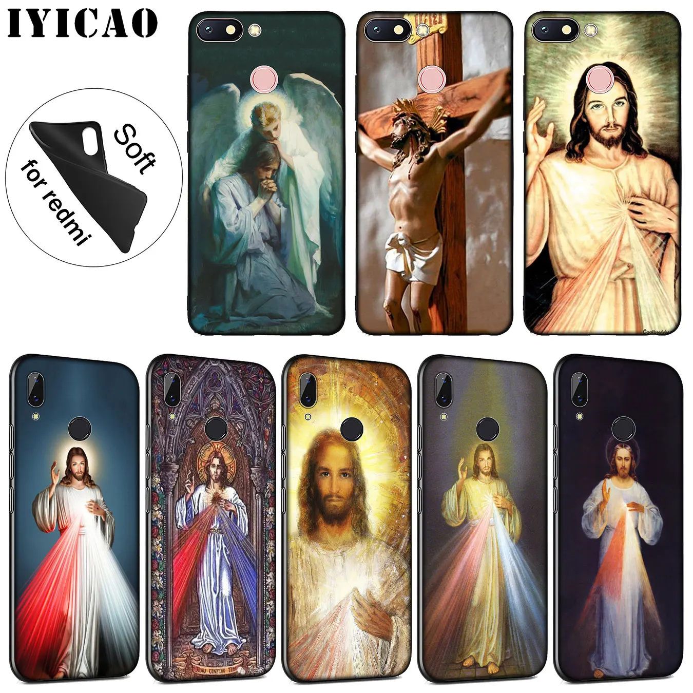 Мягкий силиконовый чехол для телефона IYICAO Divine Mercy Jesus Cross Xiaomi Redmi K30 K20 8A 7A 6A 5A S2 GO Note 8