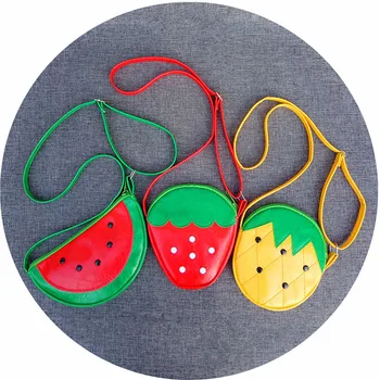 

new cartoon Cute Child's Coin bag fruit strawberry watermelon pineapple kids Shoulder Bag Messenger Bag and child Zero Wallet