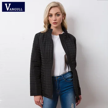 

Women New Winter Slim Coat Elegant Plaid Pattern Thick Cotton Jacket Parka Autumn Fashion Outwear casaco feminino 2018 VANGULL