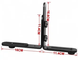 

Double Dual L Shaped Speedlite Camera LED Flash Photography Light Bracket Holder for SLR Camera 1/4" Screw Tripod