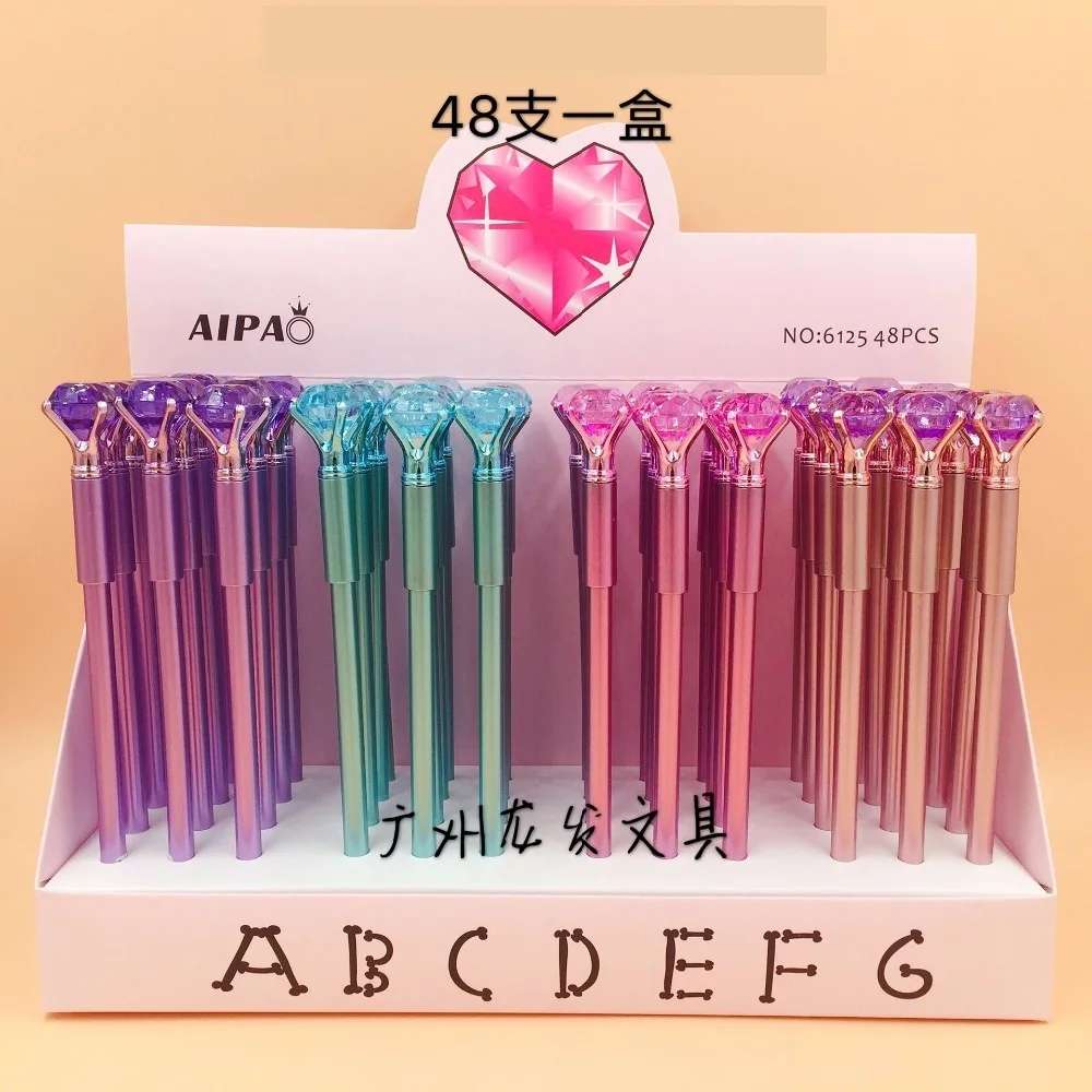 

48pcs/lot creative fashion colorful twinkling diamond crystal gel pen 0.38mm unisex pen black ink school office girls pen