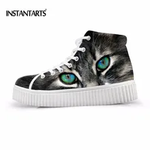 Instantarts яркие животных печати женские высокие туфли на платформе Cat Дизайн Повседневная обувь на плоской подошве Весна Newet увеличение высоты обуви