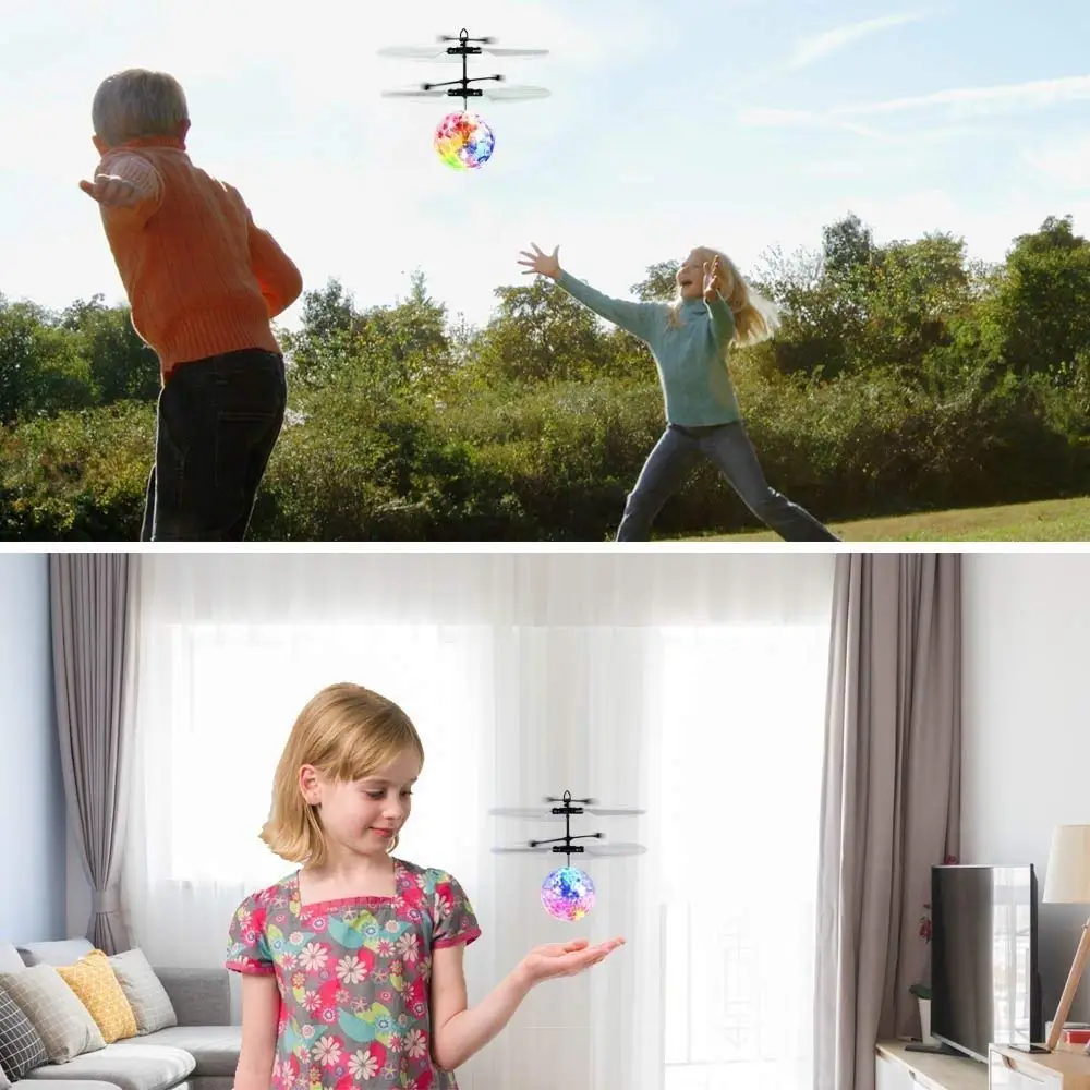 Вертолет летающие игрушки, цветной инфракрасный индукционный летающий шар ручное управление электрические детские игрушки подарок