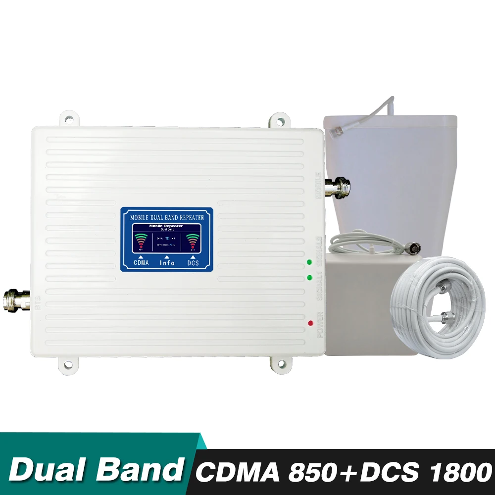Dual Band Booster Kit 2G CDMA 850mhz+DCS 1800mhz 4G LTE Band 5 Band 3 Cellular Mobile Signal Repeater Amplifier Antenna Full Set