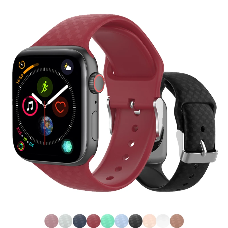 3D текстура ремешок для apple watch 4 5 Группа 44 мм 40 42 38 correa силиконовый наручных часов