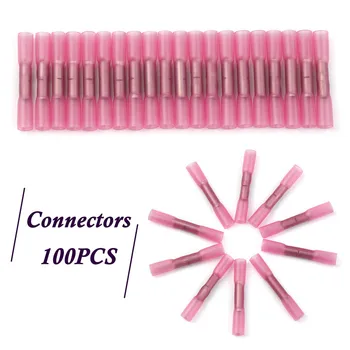 

100pcs/Set Red Heat Shrink Butt Crimp Electrical Wire Terminals 0.5-1.5mm2 shrinkable Wire Cable Connectors Terminal 22-16AWG