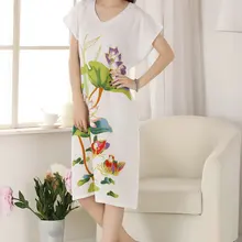 Горячая Белый белый женский сексуальный Лотос пижамы халат длинный шезлонг одежда для сна стиль Flowesr