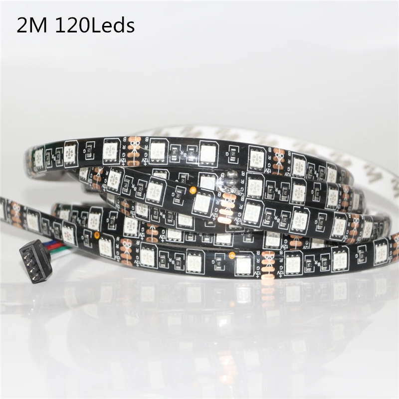 DC12V SMD5050 RGB Светодиодные ленты 60 светодиодный s/m Водонепроницаемый ленточный светильник 0,5 м 30 светодиодный s/1 м 60 светодиодный s/2 м 120 светодиодный s ПХБ черного rgb-лента