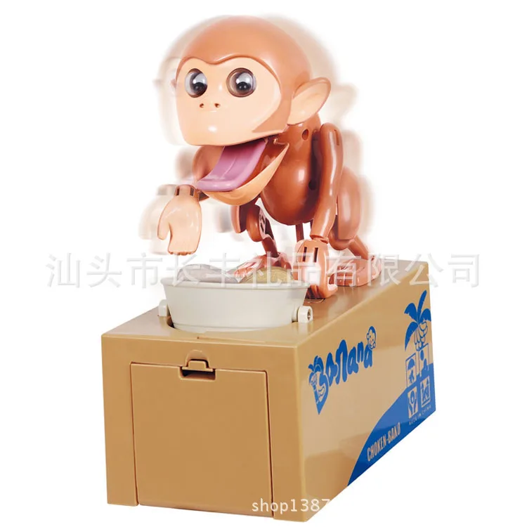 1Pcs Creative Battery Electronic Savings Pot Box Cute Automated Monkey Steal Coin Piggy Bank Money Box for Kids Birthday Gift