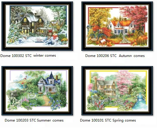 

Gold Collection Counted Cross Stitch Kit dome Spring Summer Autumn Winter Comes Four Seasons Season Comes House Home Town