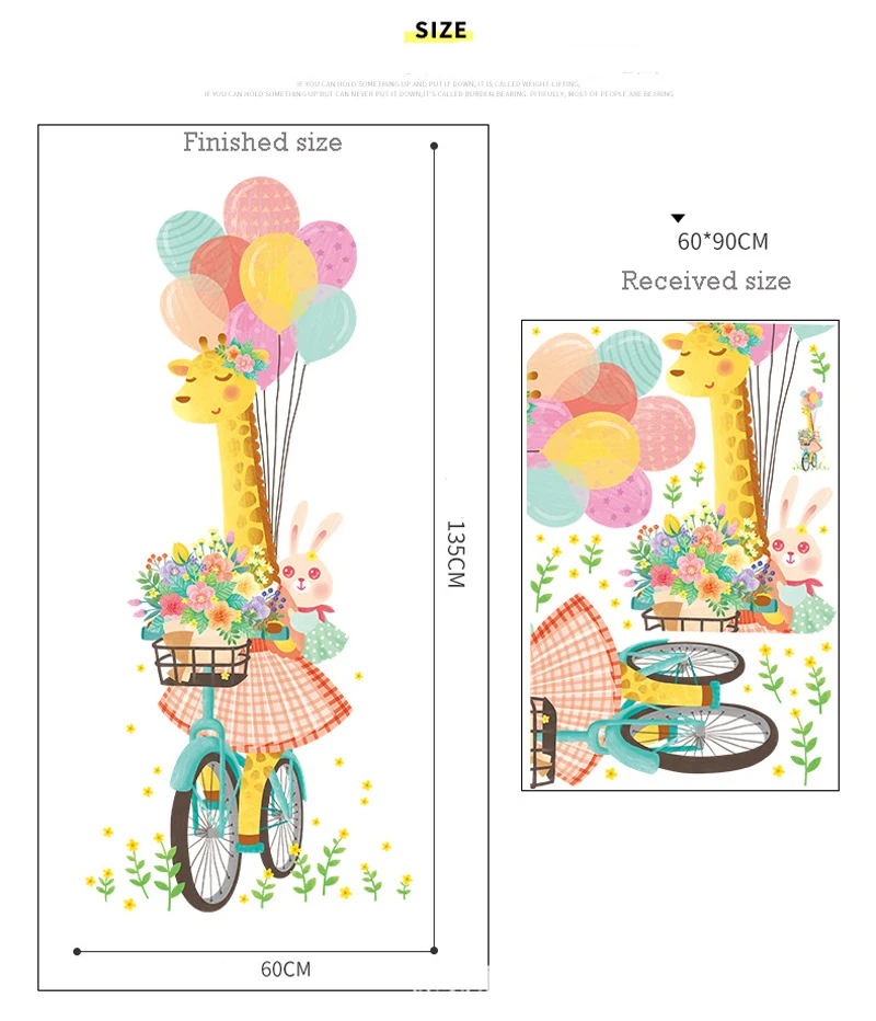 Без рукавов с изображением жирафа животных детская комната стены Стикеры кролик Жираф Детская комната с героями мультфильмов классная комната, для стен наклейка шар двери плакат