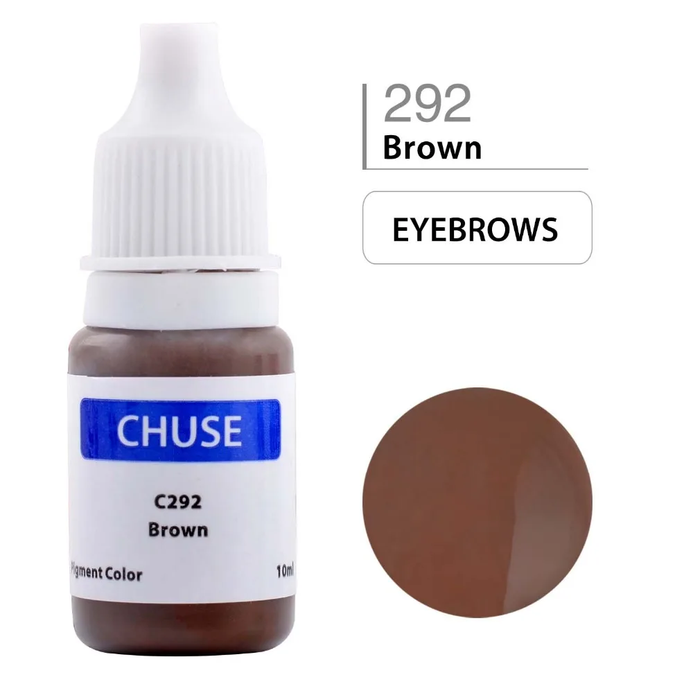 CHUSE Permanent Makeup Ink Eyeliner Tattoo Ink Set Eyebrow Microblading Pigment Professional Micro Encre A Levre 10ML Brown C292 12 15ml 24 10ml lab al2 4k micro centrifuge 10 15 ml