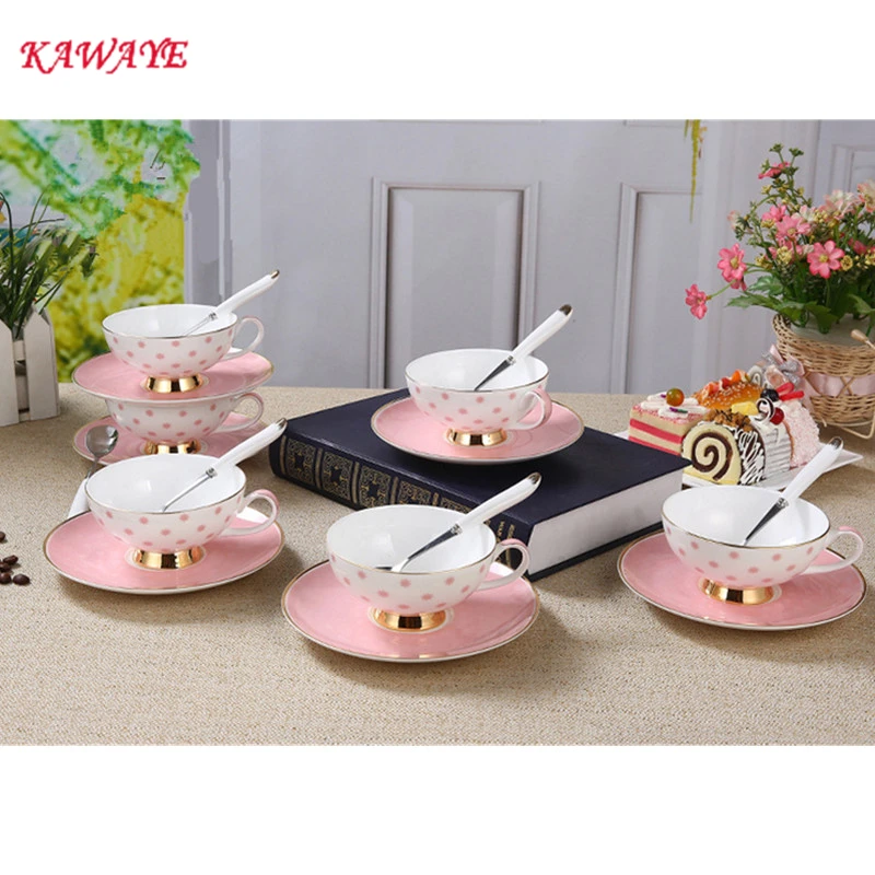 1 set KAWAYE pink Ceramic Bone china Coffee cup with Saucer Kit British Black Tea Cup Coffee cup set Free Shipping 7ZOP09 1 set KAWAYE pink Ceramic Bone china Coffee cup with Saucer Kit British Black Tea Cup Coffee cup set Free Shipping 7ZOP09