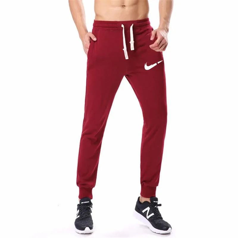 Повседневные Брендовые мужские штаны для бега в стиле хип-хоп шаровары, штаны для бега мужские брюки для бега однотонные брюки большой размер XXL - Цвет: Красный