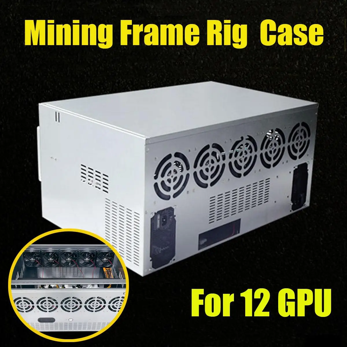 

12 GPU Crypto Coin Mining Miner Frame Rig Case For ETH Currency Rigs Holder Gift