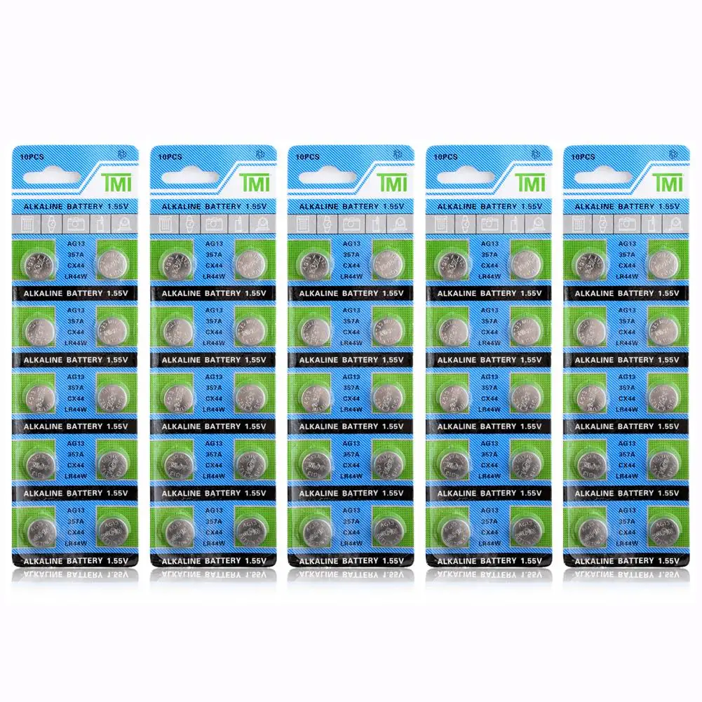Новые щелочные аккумуляторные батарейки YCDC дешевые 50 шт. LR44 LR1154 SR44 A76 357A 303 357 AG13