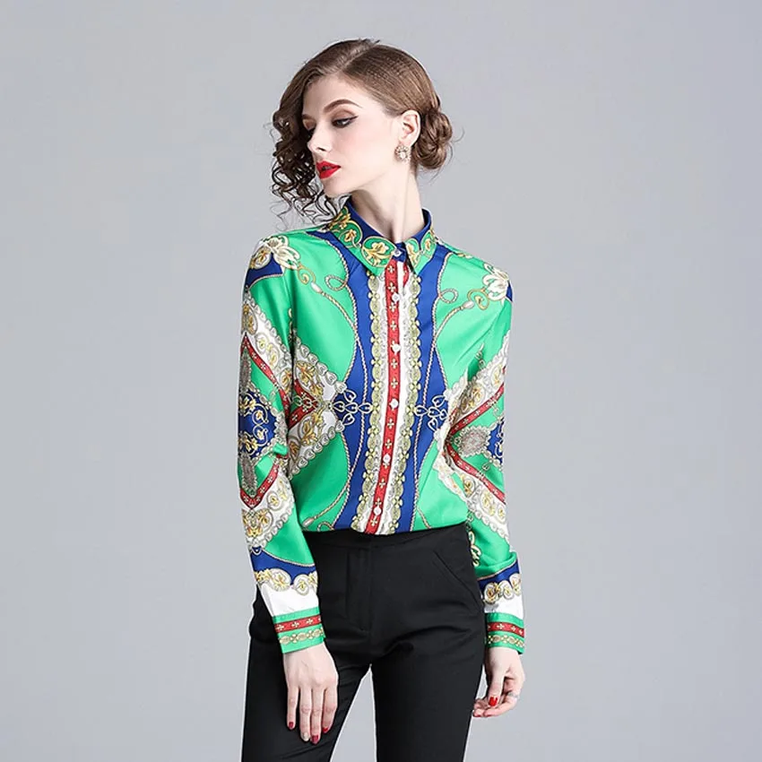 JKKFZY Women Autumn Print Shirt Blouse Fashion Runway Elegant Long Sleeves Party Shirt Female Retro Office OL Style Top JKKFZY Women Autumn Print Shirt Blouse Fashion Runway Elegant Long Sleeves Party Shirt Female Retro Office OL Style Top