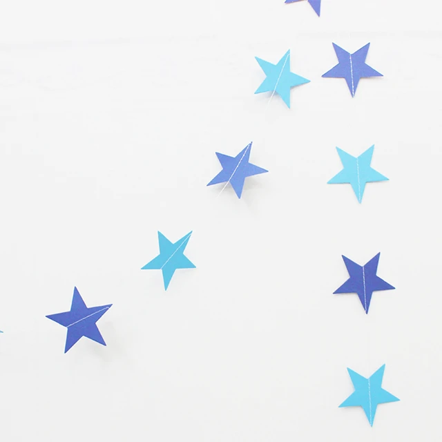 4 м Бумажная гирлянда в форме звезды, гирлянда, баннеры для девочек, Бантинг, висящая бумага для дня рождения, свадьбы, вечеринки, украшение для дома - Цвет: Синий