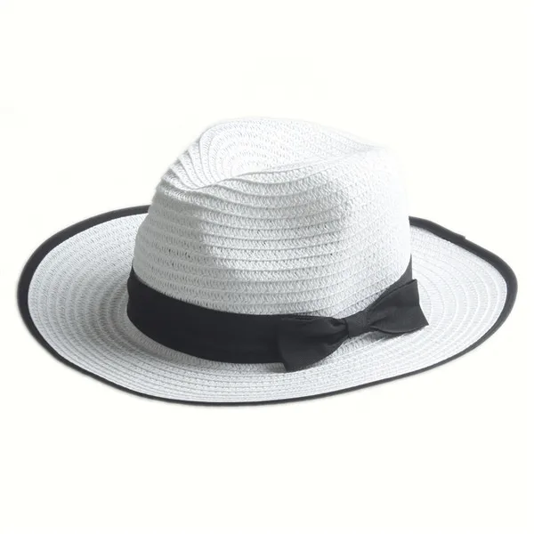 Детские летние соломенные детские шляпы от солнца Boho пляжная мягкая фетровая шляпа с широкими полями шляпа от солнца Панама шляпа Гангстер сомбреро хороший пакет 20 - Цвет: Белый